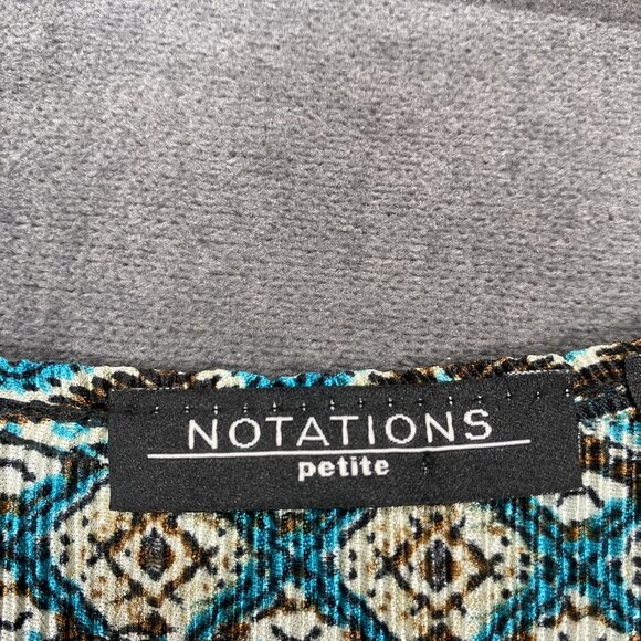 Notations Petite Wrap-Style Top Blouse Buckle Geometric Print Womens Size PL - Picture 4 of 9